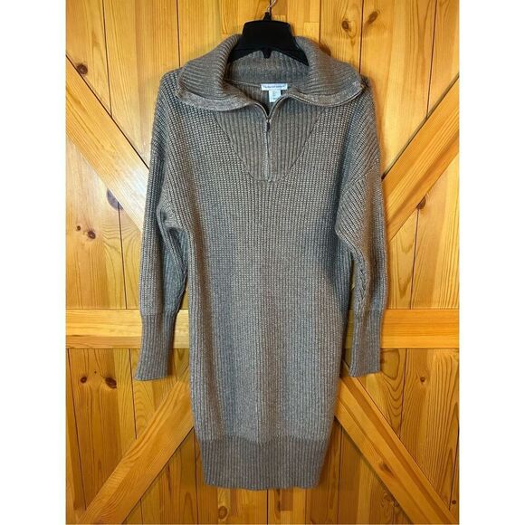 Cupcakes & Cashmere Notch Collar Sweater Dress  Zip Shawl Size Large (8671) - Picture 1 of 10